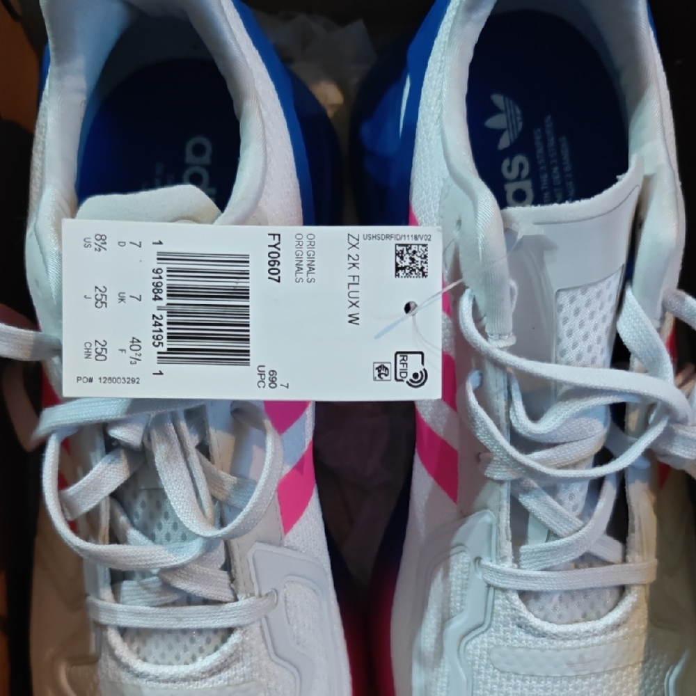 Adidas Women's White and Pink Sneakers - Picture 6 of 8